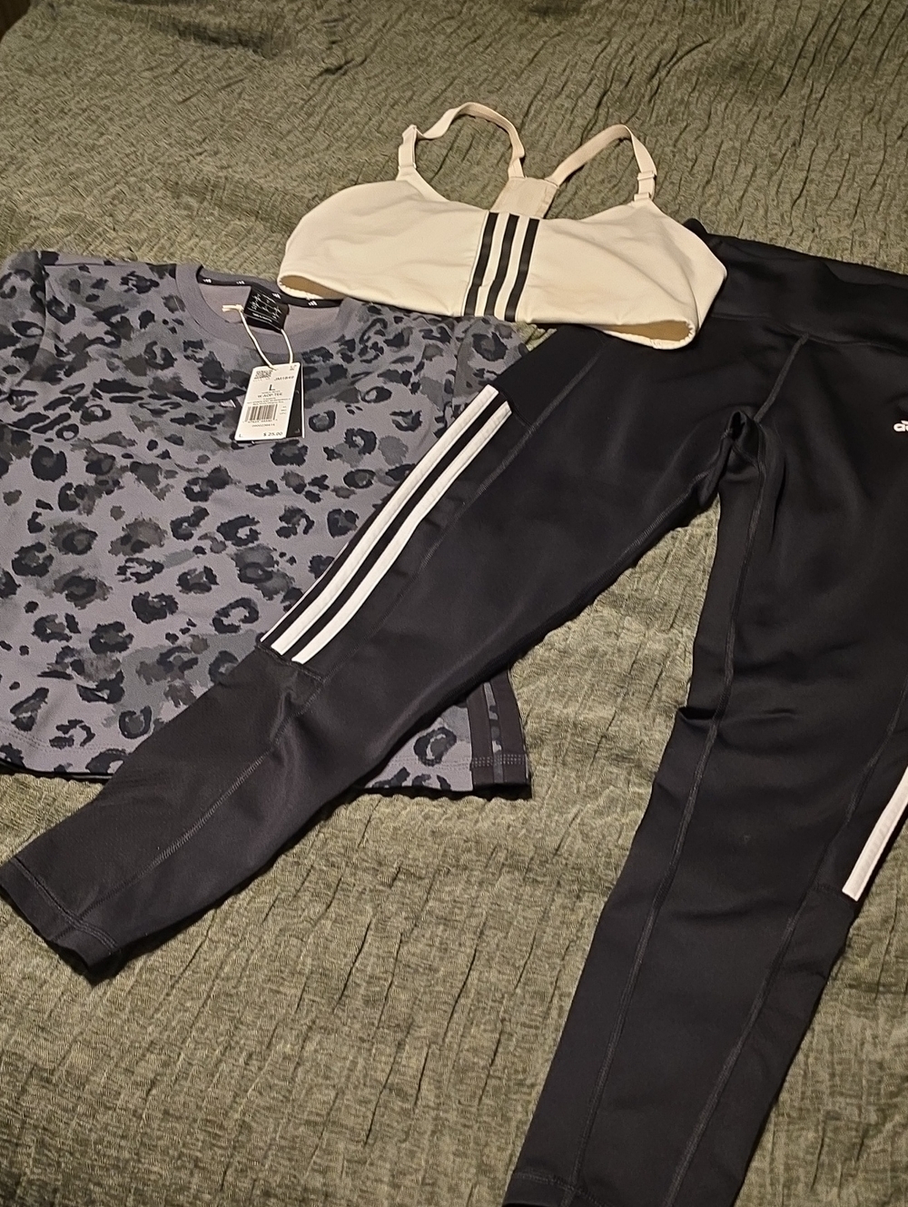 adidas Black Leggings with Sport Bra & Crop New M/l